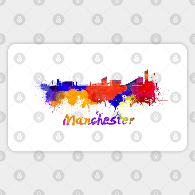 Manchester skyline in watercolor Magnet by PaulrommerArt